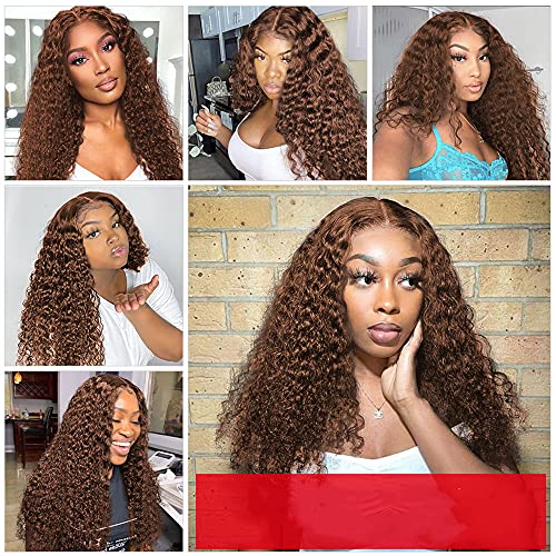 Kahverengi Derin Dalga Ön Peruk 4 HD Dantel ön Peruk Kıvırcık insan saçı Peruk Şeffaf Dantel Peruk kadın peruk Remy