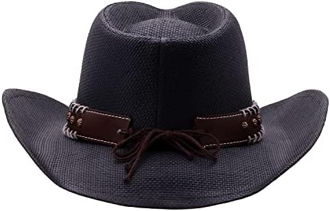 Retro Rodeo Vahşi kovboy şapkası-Batı kovboy şapkası-Erkekler ve Kadınlar Unisex kovboy şapkası s, Yıldız-Siyah-2
