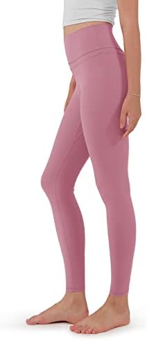 ODODOS kadın 7/8 Yoga Tayt Yüksek Belli Spor Atletik Egzersiz Koşu Pantolon İç Cepli - 25 Inseam, Leylak, X-Large