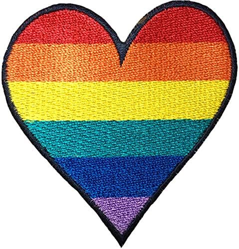 Renkli kalp şekli aşk işareti işlemeli aplike yama üzerinde demir dikmek (Demir-kalp-renkli)