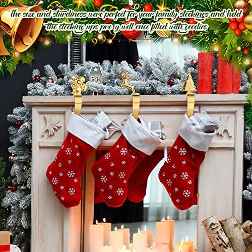 Ripeng 6 Adet Noel Çorap Tutucu Askıları Mantel Stilleri Noel Tutucular Şömine Rafı Metal Kanca Asılı Çorap askı kancası Dekorasyon