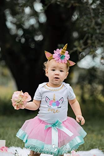 Luke ve Lulu Unicorn Doğum Günü Kıyafeti Bebek Kız 3 PcTutu Seti-Bir Yaşında Parti, bebek kadın kostümü Kısa Uzun Kollu