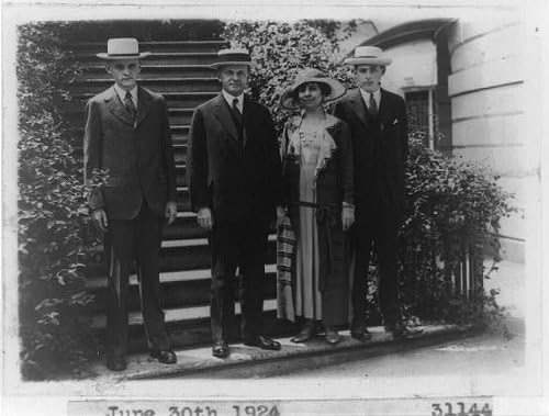 Tarihselfindings Fotoğraf: Başkan Calvin Coolidge, Grace Goodhue Coolidge, Oğullar, Aile Portresi, 1924
