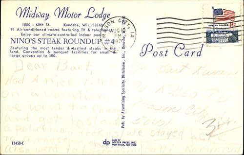 Midway Motor Lodge Kenosha, Wisconsin WI Orijinal Vintage Kartpostal
