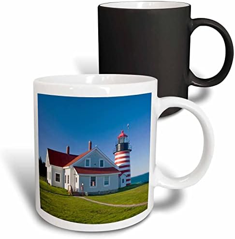 3dRose West Quoddy Head Deniz Feneri, Lubec, Maine-US20 JMO1278-Jerry Ve Marcy Monkman Seramik Kupa, 11 oz, Beyaz