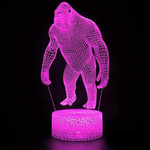 MOLLY HİESON 3D Gorilla maymun LED gece ışığı dokunmatik anahtarı dekor masa Masa optik Illusion lambaları 7 renk değiştirme ışıkları
