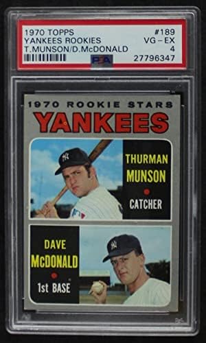 1970 Topps 189 Yankees Çaylakları Thurman Munson / Dave McDonald New York Yankees (Beyzbol Kartı) PSA PSA 4.00 Yankees