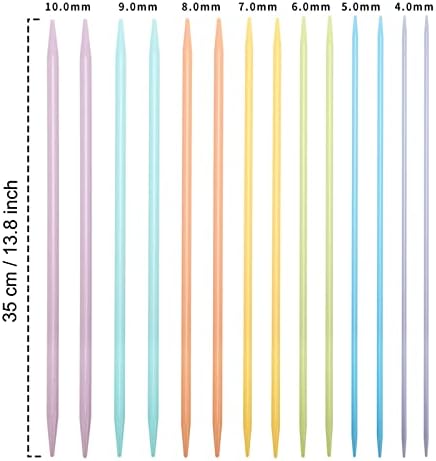 QLRFFLJOY Plastik Örme İğneler 7 Boyutları Çift Sivri Örme İğneler Set (4.0 mm için 10.0 mm) DIY İplik Dokuma Araçları için Örgü Kazak,