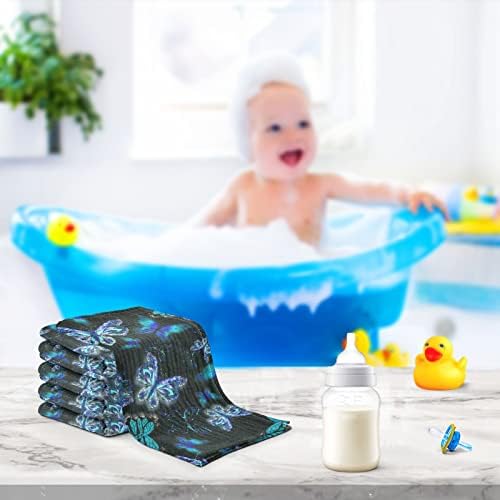 vvfelıxl Bebek Bezleri Pamuklu Güzel Mavi Kelebek Siyah Gece Kelebeğine Sahiptir Bebek Muslin Bezleri Yenidoğan Bebekler için Yumuşak