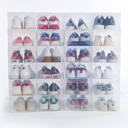 Cabilock Şeffaf ayakkabı organizatörü 6 adet Plastik Ayakkabı saklama kutusu İstiflenebilir Şeffaf Çizme Ayakkabı Konteyner Organizatör