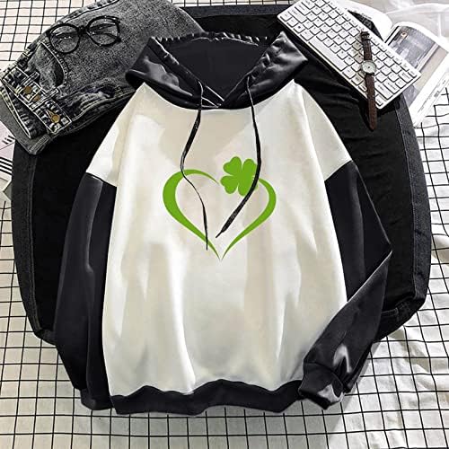 Oplxuo St Patrick Günü Hoodie Kadınlar için İrlandalı Giyim Sevimli Shamrock Tişörtü Yonca Kalp Kazak Hoodies Genç Kızlar için