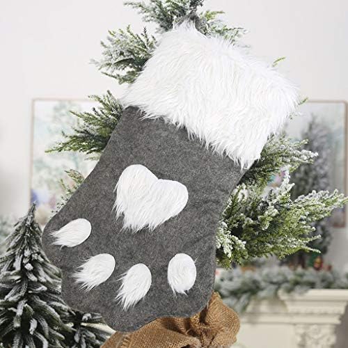 Ev Aksan Dekoratif Süs Kanca evcil hayvan çantası Noel Kırmızı Süsler çocuk Çorap Asılı Gri Ev Dekor (Gri, Bir Boyut)