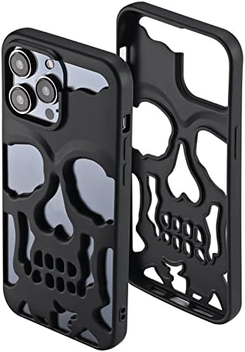Serin İçi Boş Kafatası Mat Siyah Yumuşak Telefon Kılıfı için Apple iPhone 13 Pro 6.1 inç Koruyucu Kapak Moda Sevimli Cep Telefonu Kılıfları