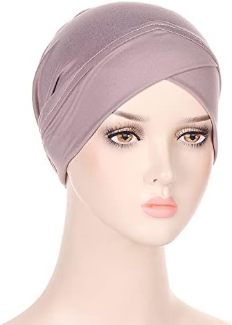 4 Adet Düz Renk İç Başörtüsü Kapaklar Müslüman Alın Çapraz Türban Streç Başörtüsü Kadınlar için başörtüsü Başörtüsü Altında