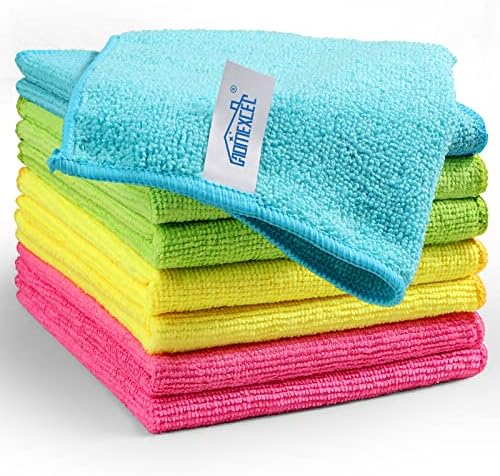 HOMEXCEL Mikrofiber Temizlik Bezi, 8 Paket Temizlik Bezi, temizlik havluları 4 Renk Çeşitli, 12X 12(Yeşil / Mavi / Sarı / Pembe)