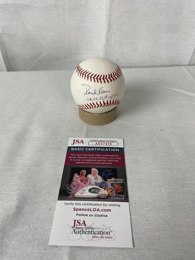 Paul Blair imzalı 4 WSC imzalı OMLB Beyzbol JSA AE17476 Yankees Orioles - İmzalı Beyzbol Topları