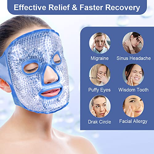 NEWGO Jel Yüz Maskesi Soğuk Paketi Kullanımlık, Jel Göz Maskesi Sıcak Soğuk Terapi Buz Yüz Maskesi Migren, Baş Ağrısı, Stres, Kızarıklık,