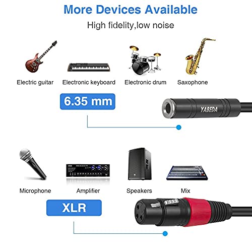 YABEDA XLR 1/4 Kablo, Dengeli XLR Dişi 1/4 Dişi Stereo Ses Adaptörü, 3 Pin Dişi XLR Çeyrek inç TRS Konnektör Dönüştürücü Ara Bağlantı
