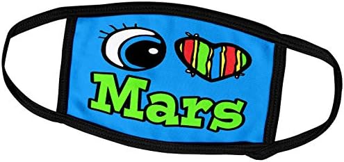 3dRose Parlak Göz Kalp Mars'ı Seviyorum - Yüz Örtüleri (fc_106278_2)