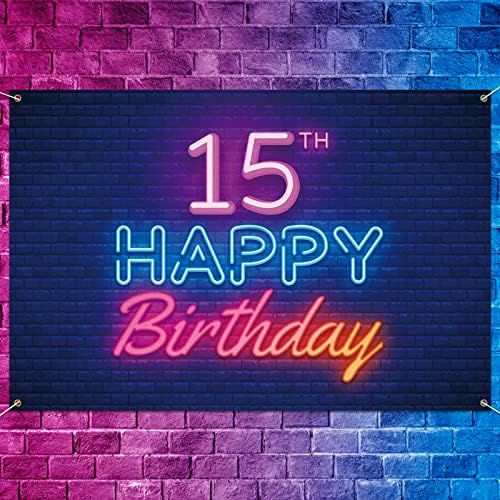 5665 Glow Neon Mutlu 10th Doğum Günü Backdrop Banner Dekor Siyah,renkli Parlayan 10 Yaşında Doğum Günü Partisi Tema Süslemeleri için