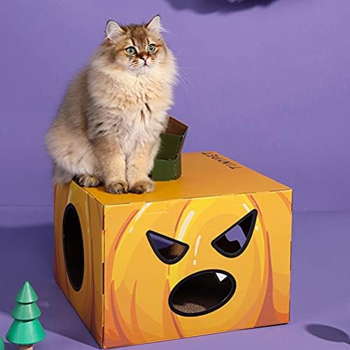 KESYOO Cadılar Bayramı Kabak Kedi Evi Güzel Kedi Oyuncak Yaratıcı Araba Scratcher Pet Oyuncak Cadılar Bayramı Kostüm