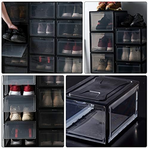 Hemoton Istiflenebilir Ayakkabı saklama kutusu Şeffaf Plastik ayakkabı organizatörü Katlanabilir Sneaker Kutusu Ayakkabı kapaklı Konteyner