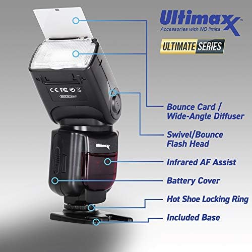 Ultimaxx ıTTL Adanmış Speedlite Flaş Deluxe Paketi COOLPİX P1000, D3200, D3300, D3400, D3500, D500, D5500, D5600, 610, D7200, D750,