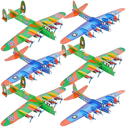 Çocuklar için ArtCreativity Dev Bombacı Köpük Planör Uçaklar, 6'lı Set, Çocuklar için Kayan Uçak Oyuncakları, Erkekler ve Kızlar için