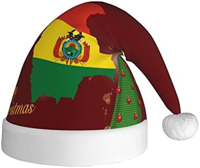 Bolivya Harita bayrağı Komik yetişkin peluş Santa şapka Noel şapka Kadınlar ve Erkekler İçin Noel Tatil şapka