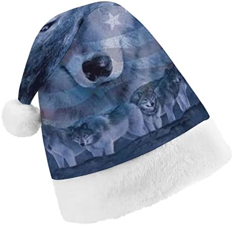 Amerikan Bayrağı kurt Noel Şapka Yumuşak Peluş Santa kap Komik Bere Noel Yeni Yıl Şenlikli Parti için
