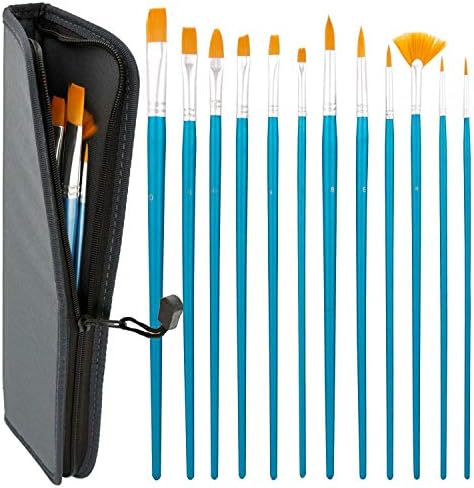 ABD Sanat Kaynağı Cadılar Bayramı yüz boyası 12 Parça Uzun Saplı Premium Naylon Saç Fırçası Seti Taşıma çantası ile