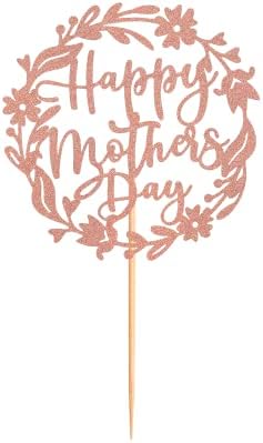 Mutlu anneler Günü Kek Topper Anne Mektubu Kek topper Altın Glitter Kek topper Dekoratif Parti Kek Dekorasyon anneler Günü için(Yuvarlak