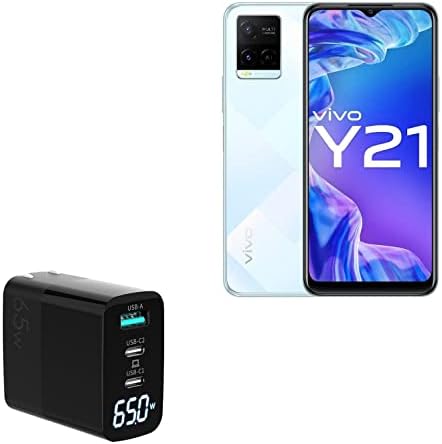 Vivo Y21 ile Uyumlu BoxWave Şarj Cihazı (BoxWave ile Şarj Cihazı) - PowerDisplay PD Duvar Şarj Cihazı (65W), vivo Y21 için GaN 65W