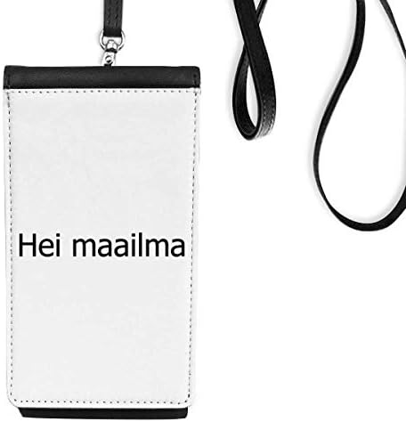 Merhaba dünya Fince Art Deco hediye moda telefon cüzdan çanta asılı cep kılıfı siyah cep