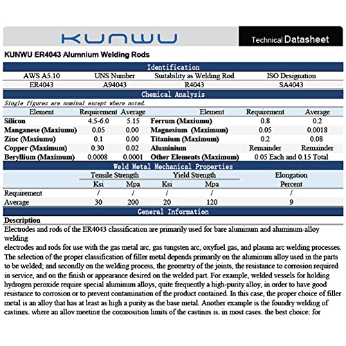 KUNWU ER4043 Alüminyum MIG kaynak teli Makaraları 0.035 x 1 Lb - 2 Makara Paketi (2, 0.035)