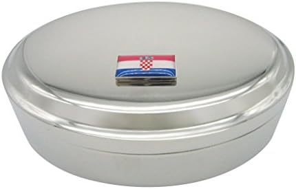 Hırvatistan Bayrağı Kolye Oval Biblo Mücevher Kutusu