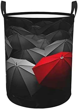 Üzüntü Fırtınalı Gün Şemsiye Baskılı çamaşır sepeti Katlanabilir Dairesel Sepet giysi saklama Kova Günlük İhtiyaçlar saklama çantası