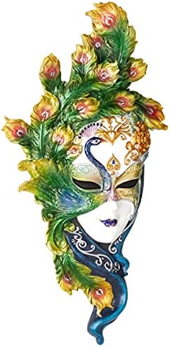 Tasarım Toscano Tavuskuşu Tüyü Maskeleri Venedik Duvar Heykel, Tam Renkli