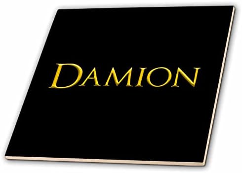 3dRose Damion Amerika'da popüler erkek bebek adı. Siyah muska Karolarında sarı (ct-364514-7)