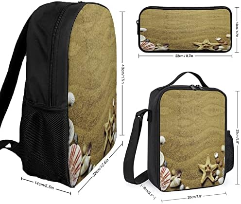 Plaj Denizyıldızı okul sırt çantası setleri Öğrenci için Sevimli Baskılı Sırt Çantası Seti Yalıtımlı yemek kabı ve kalem Kutusu