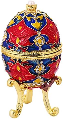 JYDQM Vintage Kırmızı Çiçek Yumurta Kutusu Paskalya Yumurtası Mücevher Kutusu ile Temizle Kristal Vitrin