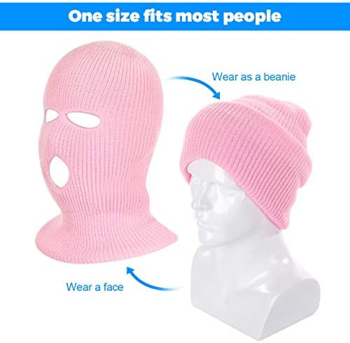 2 Adet 3 Delikli Tam Yüz Maskesi Kapağı Kayak Maskesi Kış Yün Kap Örme yüz kapatma Kış Açık Spor için