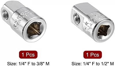 uxcell 1/4(F) ila 3/8 (M) ve 1/4(F) ila 1/2 (M) Soket Adaptörü 2'li Set, Dişi-Erkek, Cr-V Çelik