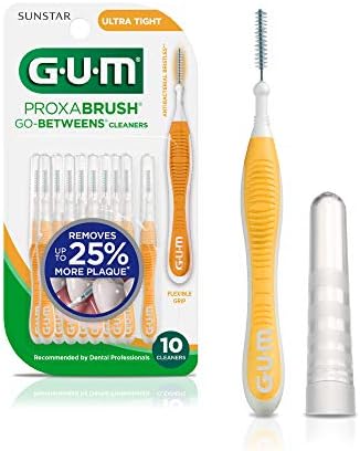 GUM-10070942002438 Proxabrush Go-Betweens Diş Arası Fırçaları, Ultra Sıkı, Plak Temizleme, 10 Sayı, (6'lı Paket) ve DenTek İnce Fırça