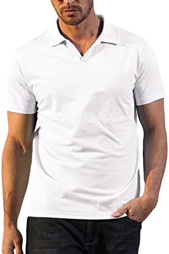 CTU erkek Moda Atletik Kas polo gömlekler V Boyun Golf T-Shirt Egzersiz Düz Renk Tee Gömlek Üst