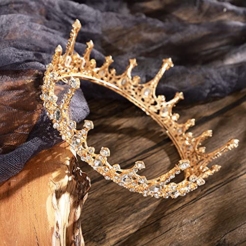 Forsylvanas Takı Altın Barok Taçlar ve Çelenkler-Kristal Vintage Prenses Kraliçe Taç, Kadınlar Kızlar için saç Aksesuarları Gelin Düğün