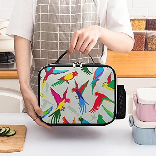 Renkli Papağan Orman Kullanımlık yemek taşıma çantası Yalıtımlı öğle yemeği kutu konteyner Ofis İşleri İçin Piknik Seyahat Kolu İle