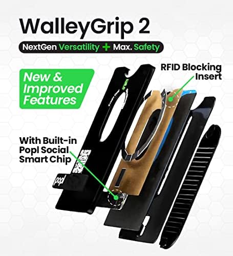 WalleyGrip 2.0 All-İn-One Manyetik Telefon Cüzdan, Rahat Parmak Döngü Kavrama ve Kickstand (Popl NFC Çip) Ayrılabilir MagSafe RFID