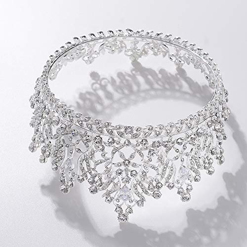 S SNUOY Kraliçe Taç Kadınlar için Gümüş Gelin saç tacı Kafa Bandı Pageant Balo Taçlar Düğün için