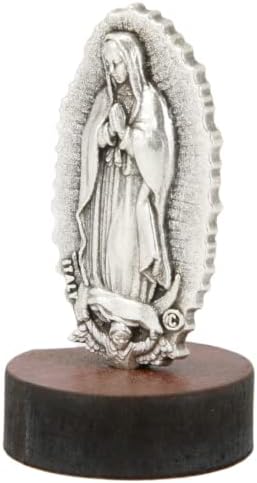 Needzo Mini Meryem Kalaylı Ahşap Taban, Katolik Ev Dekorasyonu, 1.25 x 0.75 inç